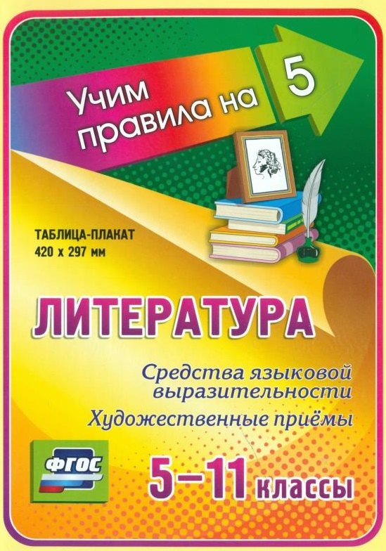 Литература. Средства языковой выразительности. Художественные приемы. 5-11 классы. Таблица-плакат (420х297)