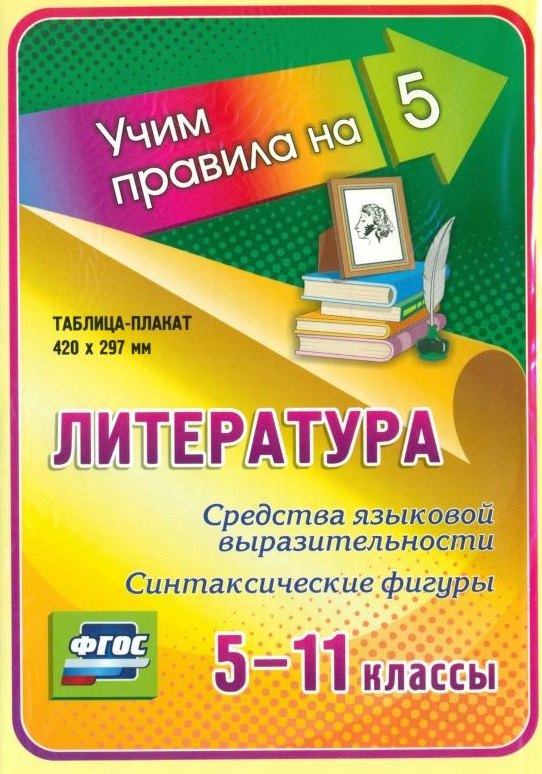 Литература. Средства языковой выразительности. Синтаксические фигуры. 5-11 классы. Таблица-плакат (420х297)