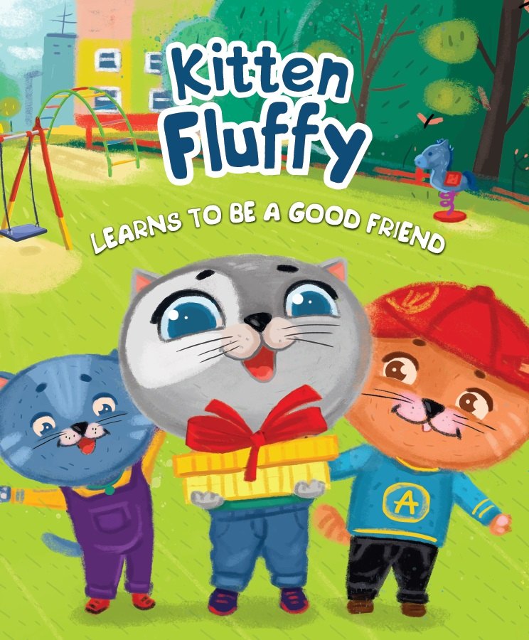 Kitten Fluffy learns to be a good friend (Котёнок Пух учится дружить, мелов. 200х240)