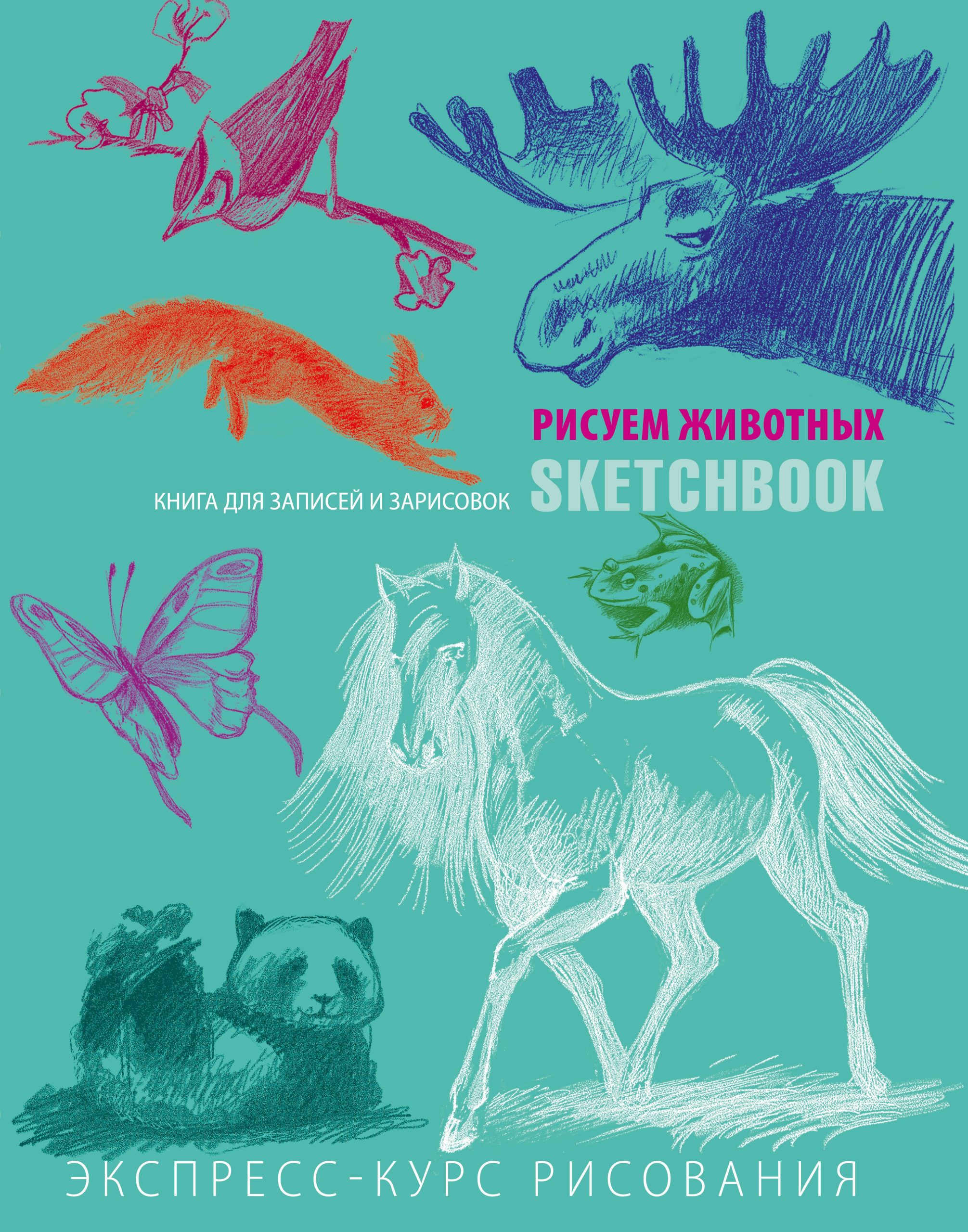 SketchBook: Визуальный экспресс-курс по рисованию Животные (мята) (Эксмо)